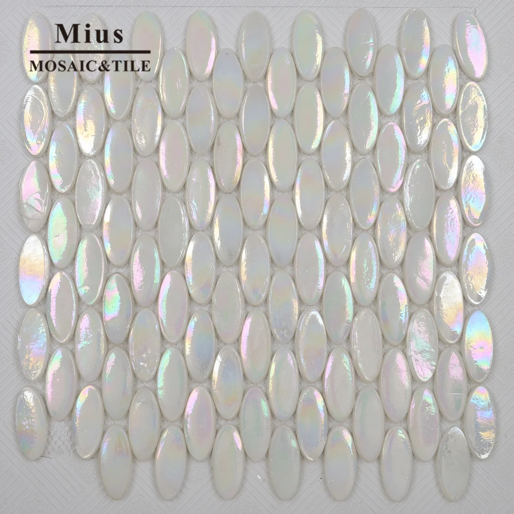 

Popular style Oval glass mosaic design for bathroom decoration