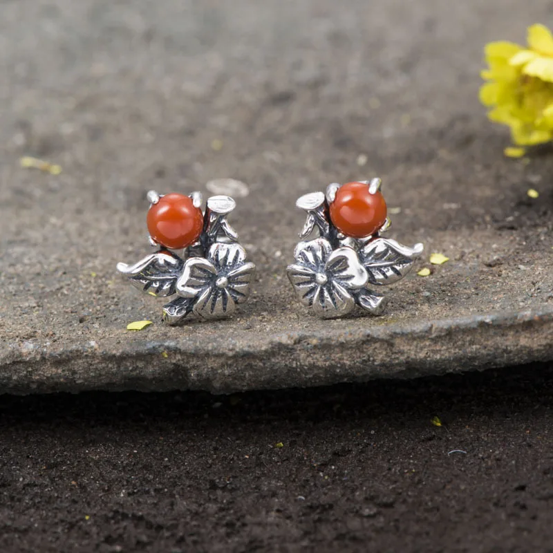 Mythai стерлингового серебра 925 женский Серьги-гвоздики Винтаж Jewelry старый стиль