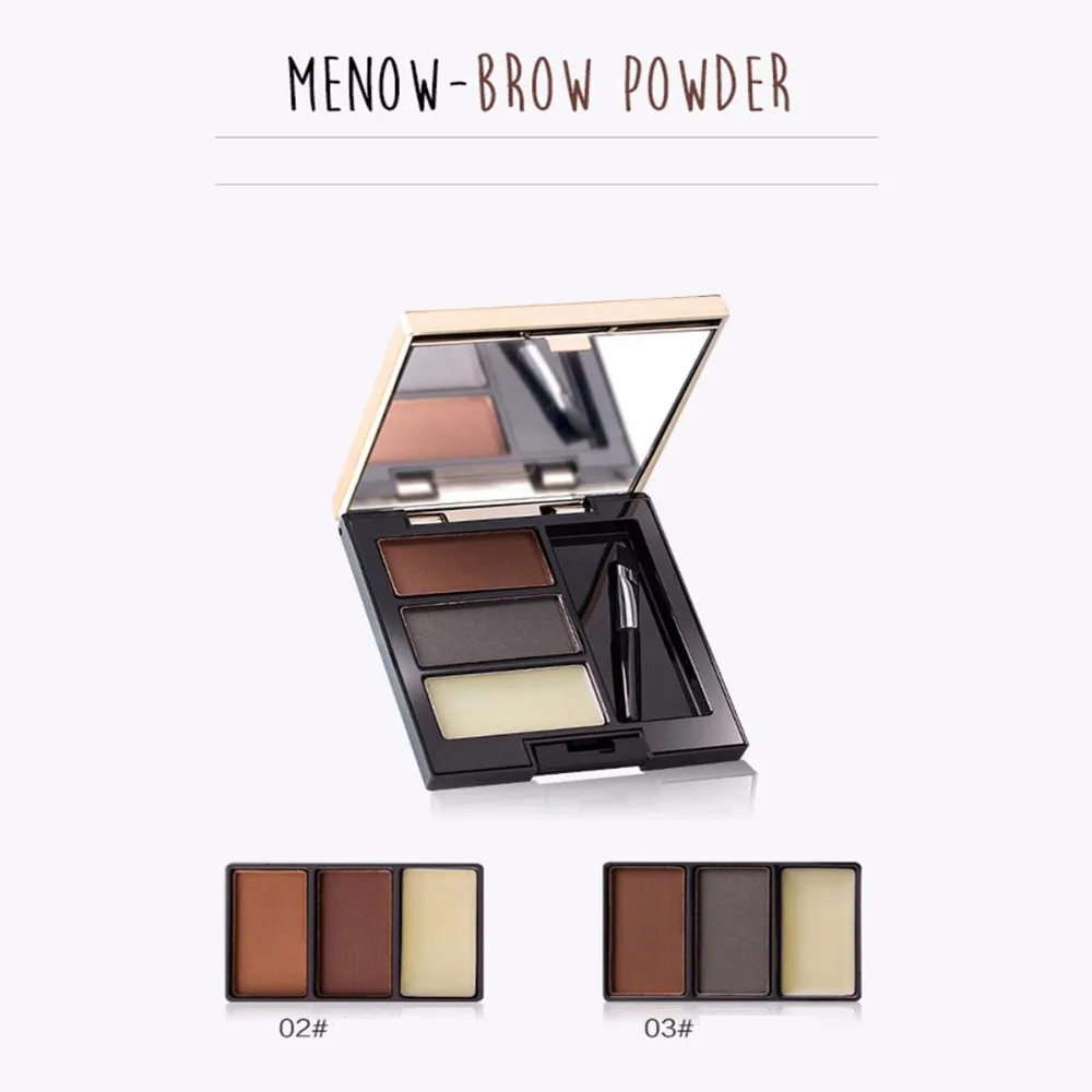 Menow Brand 3 Color Three DimensionalEyebrows With Eyebrow Brush Powder Waterproof Anti Sweat Dye Cosmetics L1401|menow eyebrow|brand eyebrows