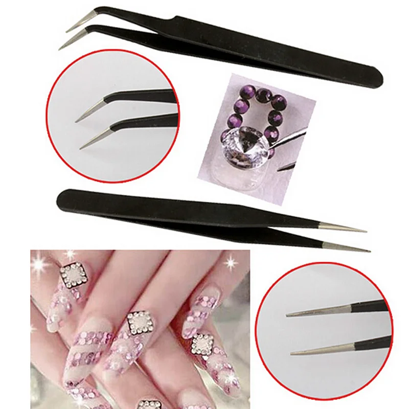 2 шт. антистатические щипцы для бровей из нержавеющей стали|eyebrow tweezers|stainless steel eyebrow