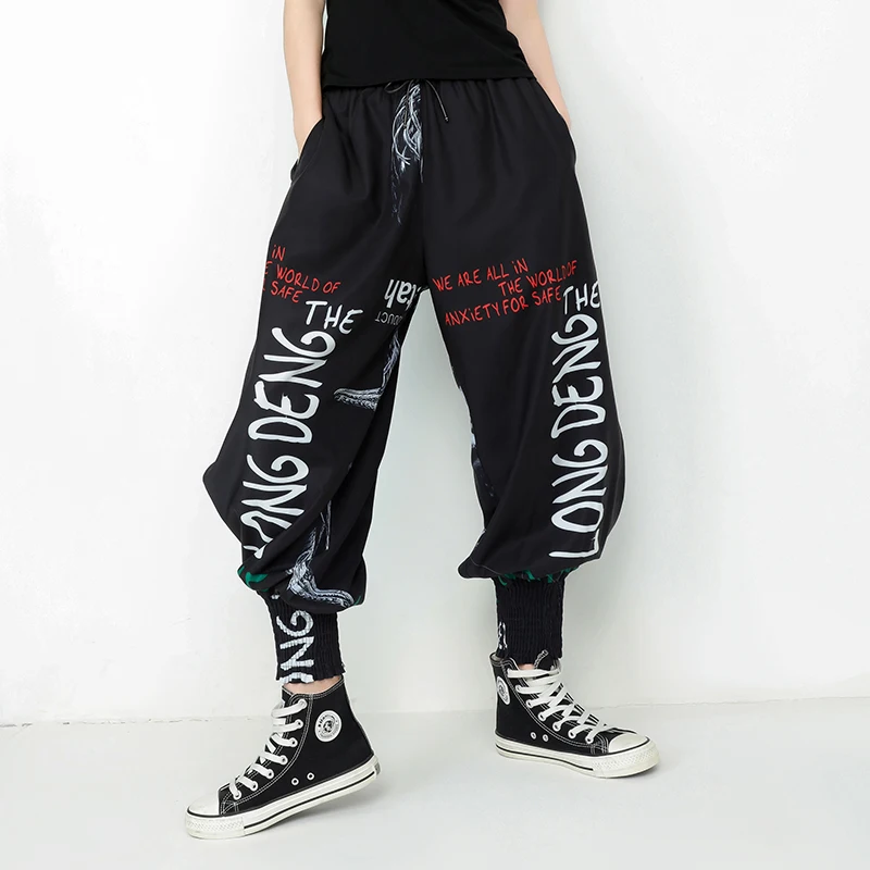 [LONGDENG] 2018 летние гвд талия с эластичным поясом шаровары лодыжки Длина Свободные