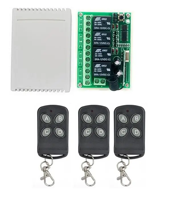 Домашний DC12V 12 V 4CH 4 канала Беспроводной дистанционного Управление реле трансивер приемник спутникового приемника 433 МГц Управление двери гаража