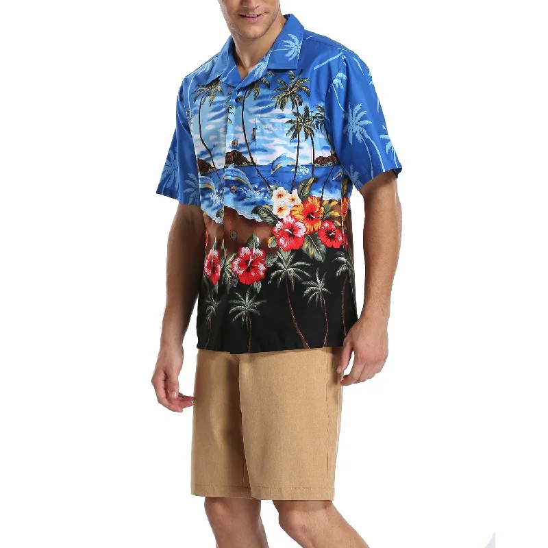 2017 новые мужские рубашки Aloha с коротким рукавом на пуговицах 100% хлопок Летние