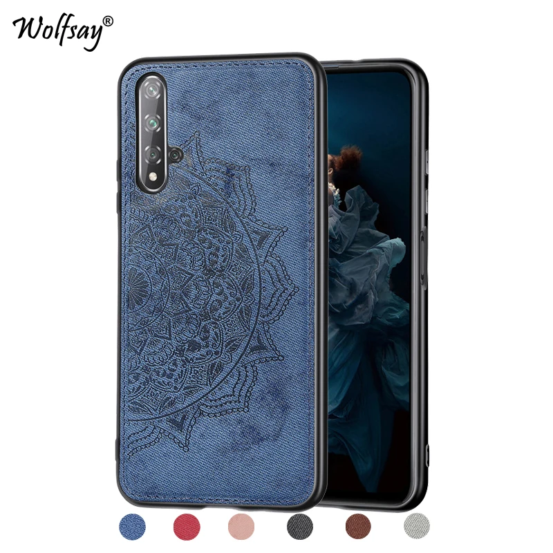 Противоударный Мягкий ТПУ силиконовый Жесткий Чехол для Huawei Honor 20 с тканевой