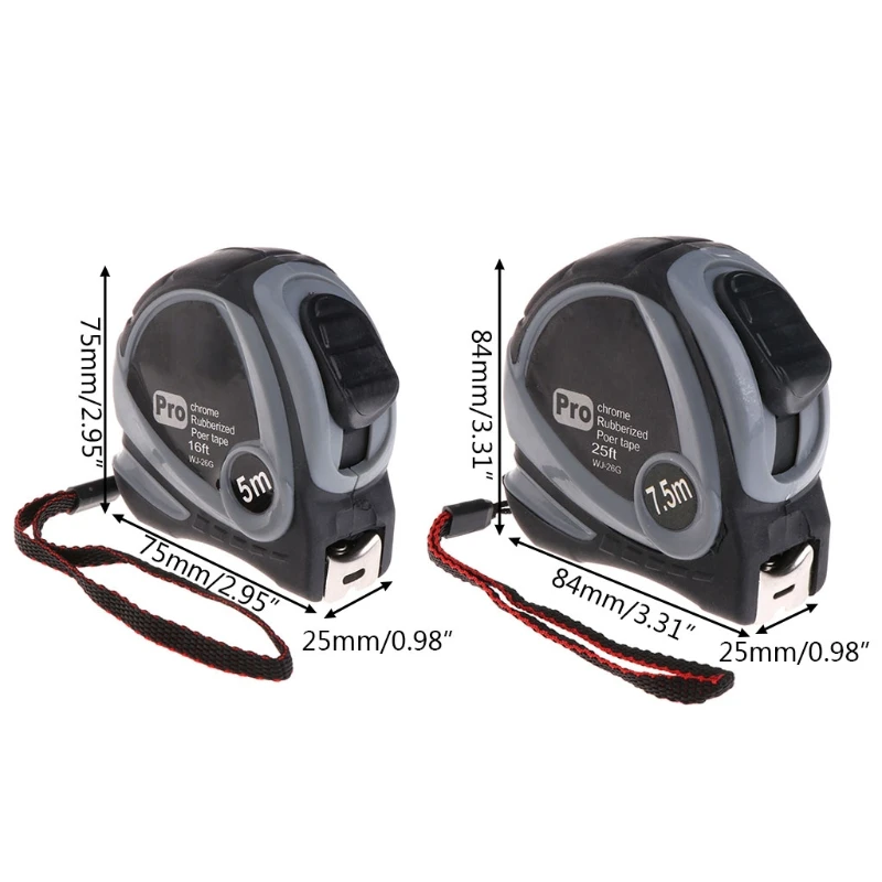 

5m 7.5m Retractable Measuring Tape Measure Ruler Rubberized Metric Tape Rule 35ED
