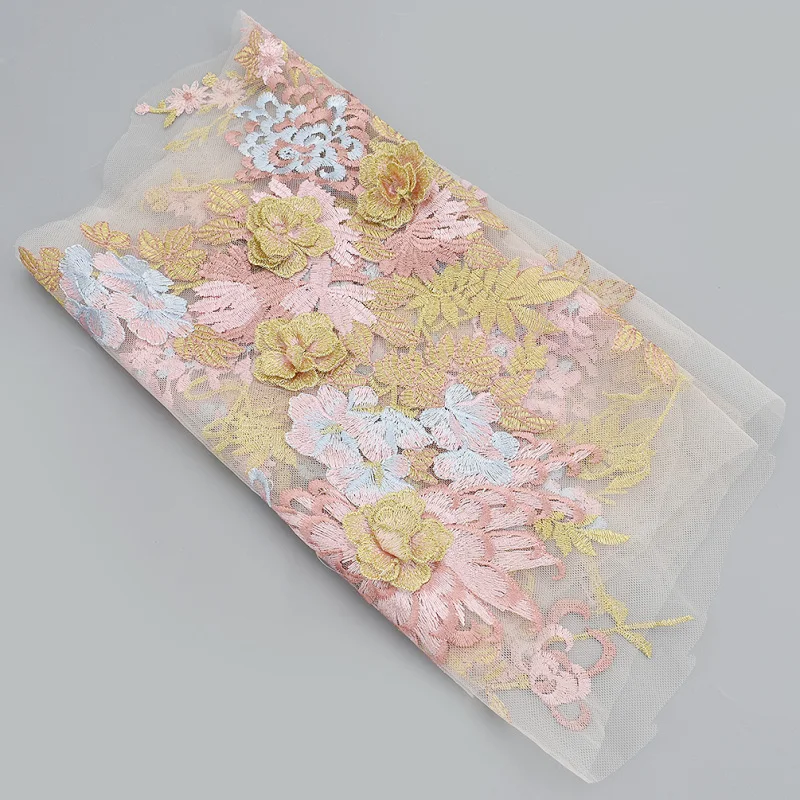 30x130cm 3D Embroidered Elegant Flower Lace Appliques Patch Fabric For Wedding Dress DIY Home Decoration | Дом и сад