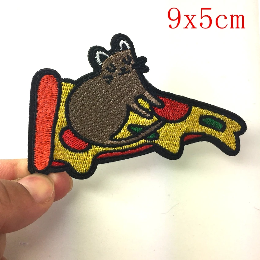 1 шт. мышь на пицце вышитый Забавный патч Железный шитье аппликация милый ткань