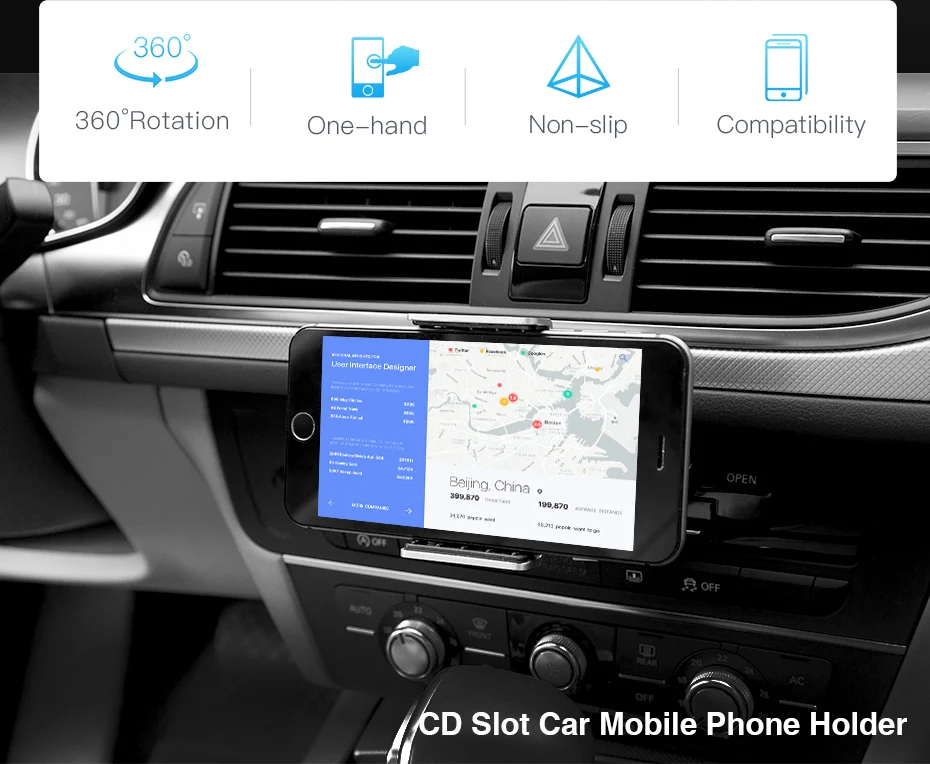 Alightstone Универсальный Автомобильный держатель для мобильного телефона, CD слот для iPhone samsung для всех 3,5-5,5 дюймовых телефонов