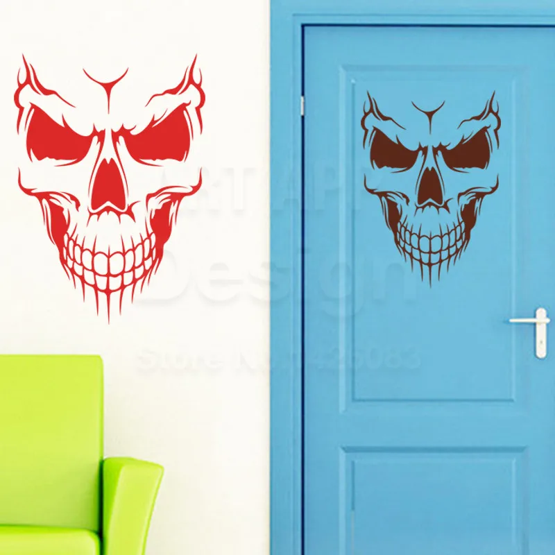 Новый дизайн искусства недорогой домашний декор виниловая голова дьявола черепа