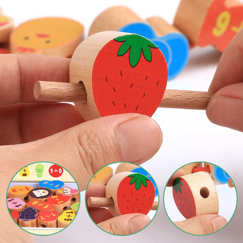 1 шт. деревянный бук фруктовый животный узор Когнитивное сложение вычитание