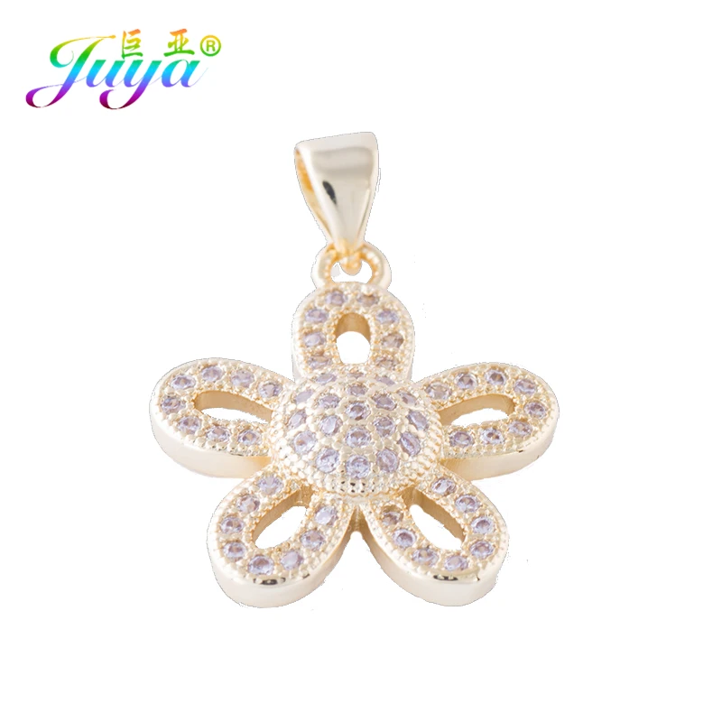 Juya ювелирные подвески "сделай сам" Micro Pave AAA цветок с цирконом подвесные аксессуары для Для женщин кулон Цепочки и ожерелья Браслеты ювелирных изделий