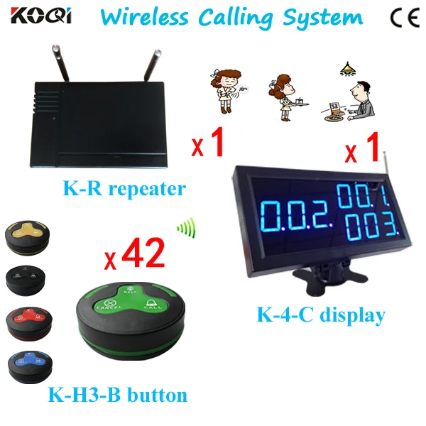 Самая популярная K-H3-BG кнопка вызова беспроводного обслуживания + K-4-Cblue дисплей с