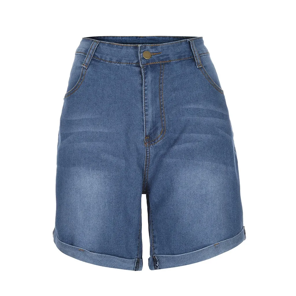 European and American BF summer wind female blue high waist denim shorts women worn loose burr hole jeans shorts#G2 |