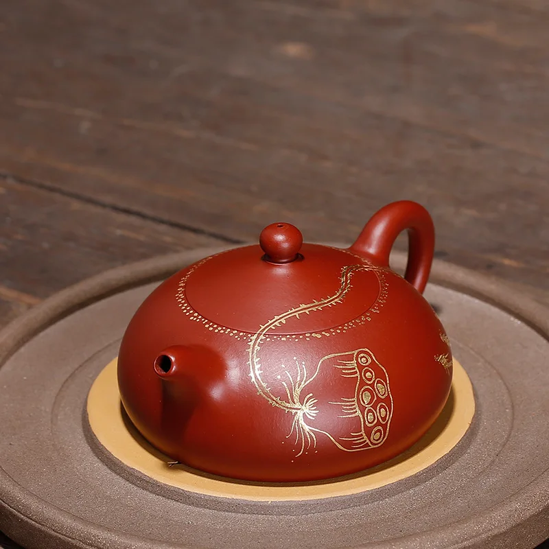 Золотая полулунная кастрюля с лотосом Пэн Расписанная вручную в качестве замены