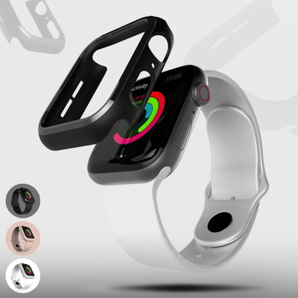 

Case For apple watch Series 5 watch band 44mm/40mm 42mm/38mm Protector Cover For iwatch series 5 4 3 2 1 Black Ultra-thin frame