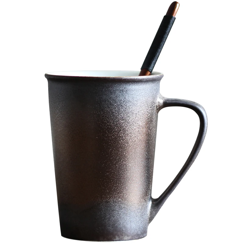 

400ml Creative Coarse Pottery Handgrip Mugs Ceramic Kung Fu Tea Set High Capacity Rust Glaze Coffee Cup Retro Tea Milk Drinkware