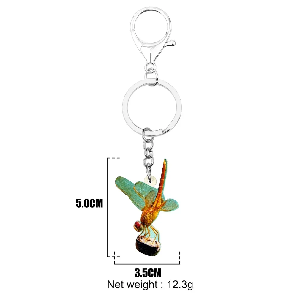 Bonsny Statement Acrylic Green Dragonfly Insect Key Chain Keychain Ring Cartoon Animal Jewelry For Women Girls Teens Bag Pendant | Украшения