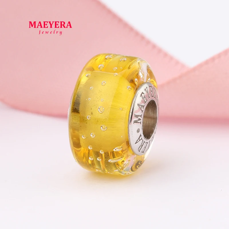 Бисер MAEYERA из стерлингового серебра 925 пробы с желтым пузырьком стеклянный бисер