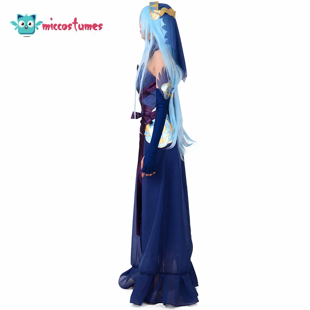 Женское платье из аниме Fates Conquest Azura синий костюм для косплея (наклейки и вуаль в