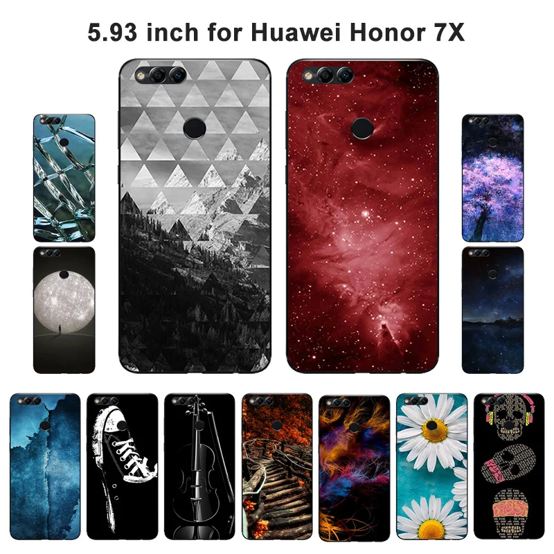 Силиконовый чехол 5 93 дюйма для Huawei Honor 7X накладка с рисунком задняя крышка
