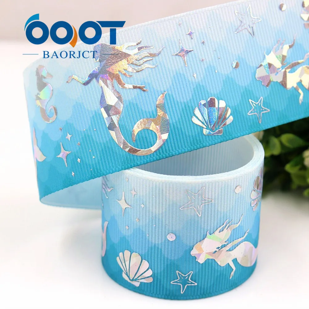 

Лазерная Лента OOOT BAORJCT, 38 мм, 10 ярдов, с принтом «Подводный мир», grosgrain, лента для самостоятельного изготовления головного убора, подарочная упаковка