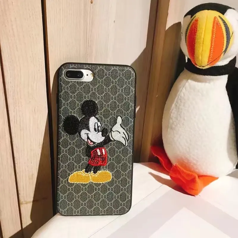 Роскошные X чехол для телефона Apple Iphone 7 8 6 плюс Вышитые Cute Микки и Минни Маус Мышь