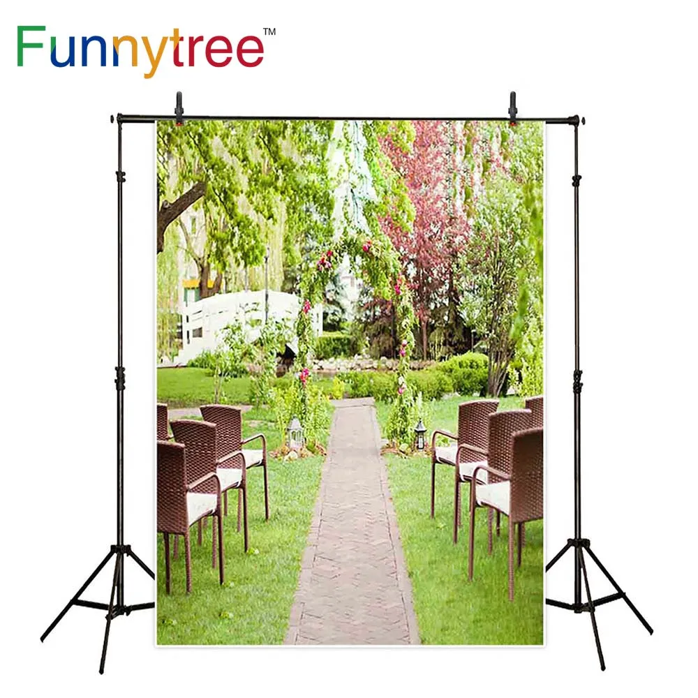 Funnytree фотографии фонов Свадьба церемония зеленая парка Романтический Весна