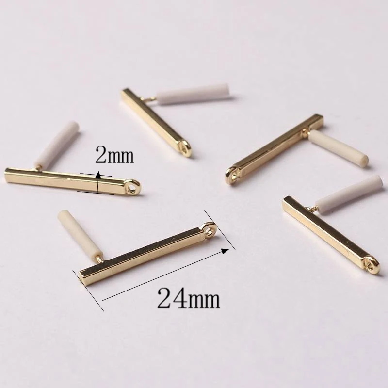 24mm Цинковый сплав золотой длинный наконечник прямоугольники серьги База разъемы Linker 24 мм 30 мм 6 шт./лот для DIY падение изготовление сережек аксессуары - Цвет: 24mm