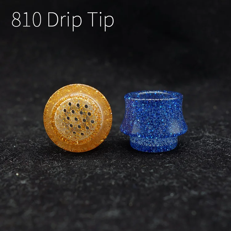 with holes driptips 810 resin mouthpiece bling gold color Prevent Eliquid Spill from rda rta atomizer |