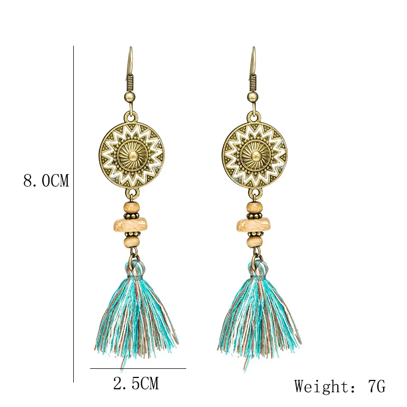 Богемные солнечные цветочные модные серьги-кисточки Бохо этнические деревянные