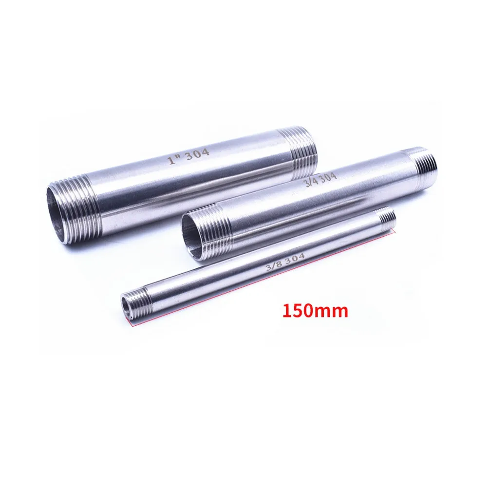 

1/8" 1/4" 3/8" 1/2" 3/4" 1" 1-1/4" 1-1/2" Male Thread Equal 150mm Extension Tube Pipe Fitting 304 Stainless Steel Connector