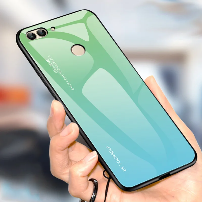 Градиентные чехлы для телефонов из закаленного стекла для huawei mate 10 20 Pro 20X Honor 8 9 10 Lite 8A 7A 7X 7C Мягкий ТПУ защитный чехол