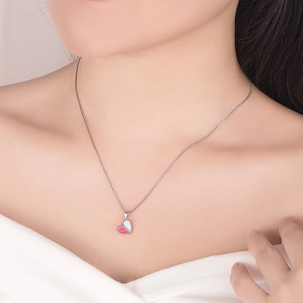 Promotion 925 sterling silver romantic love heart women Christmas gift lady pendant necklace jewelry short box chains no fade | Украшения и
