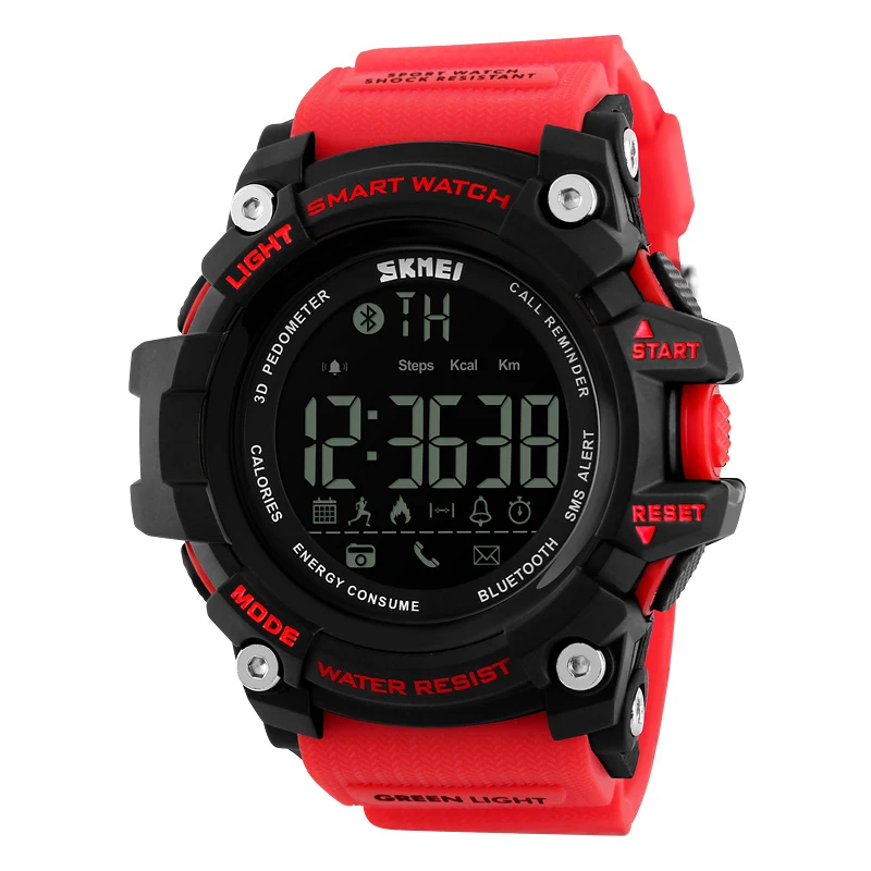 Smart Red 1227 SKMEI модные уличные спортивные Смарт-часы мужские Bluetooth многофункциональные фитнес-часы 5 бар водонепроницаемые цифровые часы Reloj Hombre - Цвет: Smart Red 1227