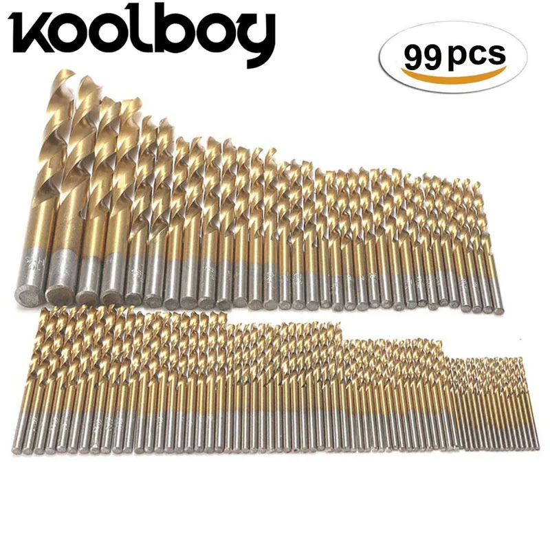 

Koolboy 99 шт. HSS высокая Скорость Сталь сверло 1,55-10 мм ручной инструмент титановые сверла для электрических деревянных Сверла инструмент оптова...