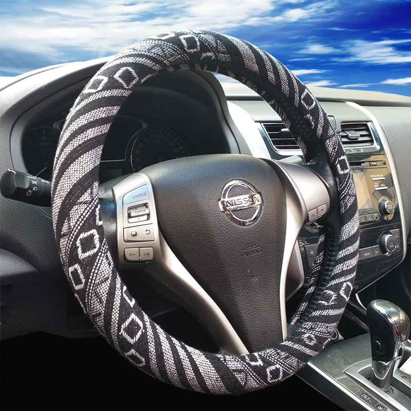 Новый Дизайн летом лен рулевого колеса автомобиля крышки Диаметр 38 см авто