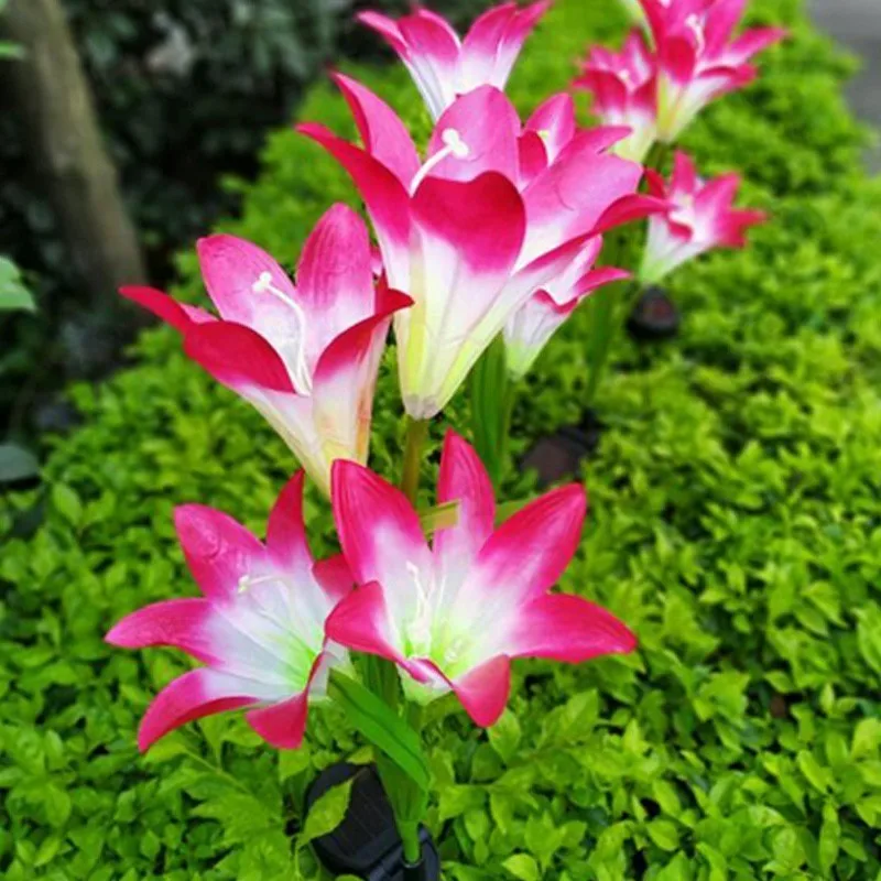 Outdoor Solar Lamp Energy Four Lily For Garden LED Solar Lamp Outdoor Lights Decoration Garden Lantern Safe Waterproof