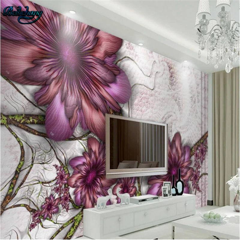 beibehang Large Custom Nonwovens Wallpaper Mural Modern Simple Aesthetic Flower TV Backdrop Wall | Обустройство дома