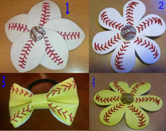 

2017 Softball Flower mixed style Softball Flower Accessory Pony and hair clip,softball hair bows,softball hairbow,baseball hairb