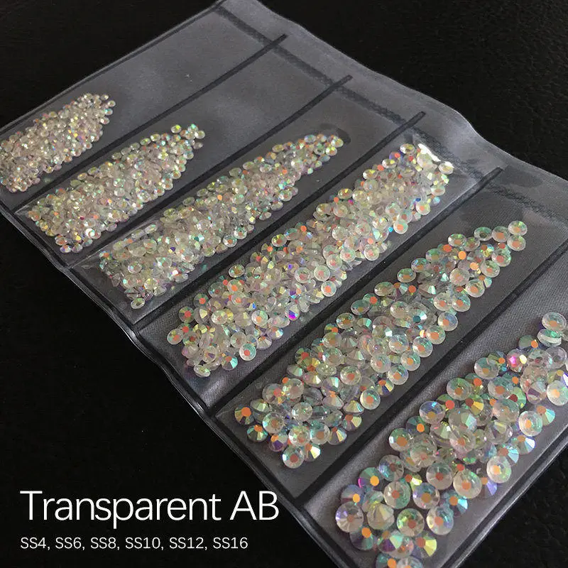 Transparent AB SS4-SS16 Стразы для дизайна ногтей с плоской задней поверхностью Блестящий Кристалл DIY Ювелирные изделия бриллианты дизайн аксессуары для маникюра - Цвет: Transparent AB