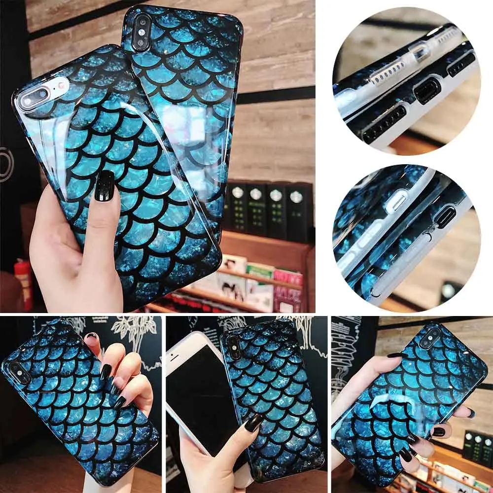 KISSCASE Fish Scale Pattern Phone Case For iPhone 7 Plus X XR XS MAX Luxury Soft TPU Cases 8 6 6S Back Covers |