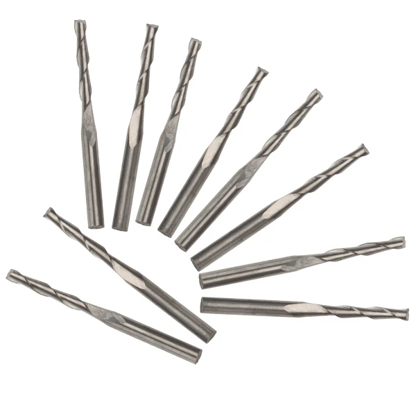

10pcs 3.175x2.5x15mm Solid Carbide Double Flute Spiral Cutter