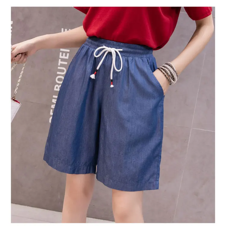 Новинка 2019 года большие размеры женские свободные джинсовые шорты однотонные