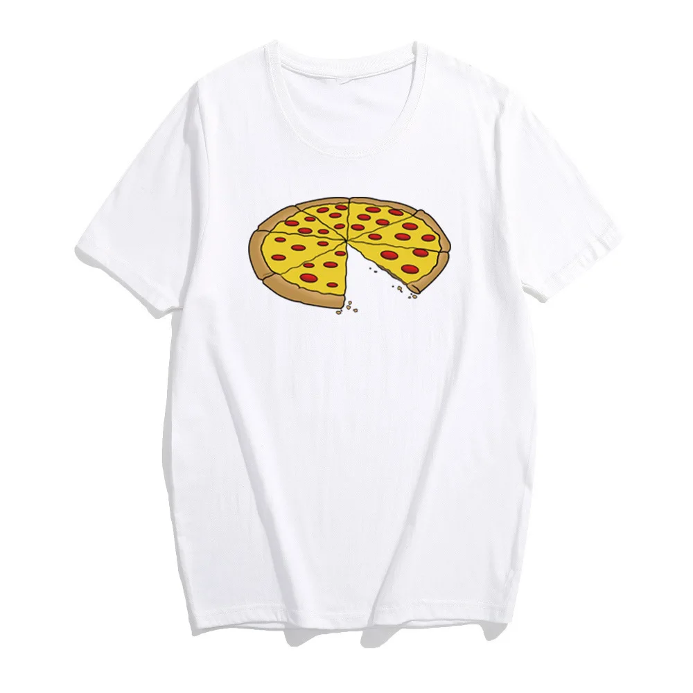 Футболка с коротким рукавом Harajuku Fun Pizza свободная белая модная футболка большого
