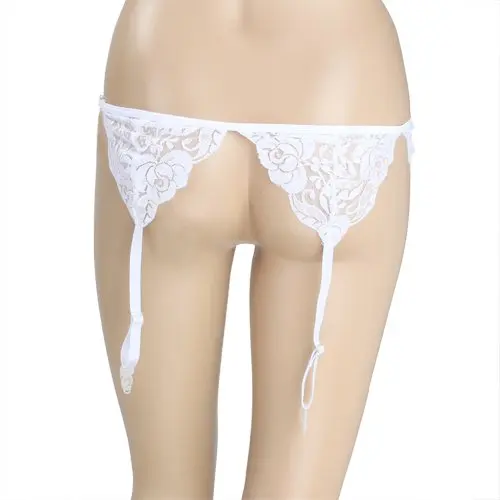 Белый цветочный кружевной сетчатый пояс для чулок MYTL | Женская одежда