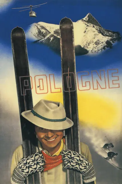 Винтажный спортивный постер для катания на лыжах и путешествий классические