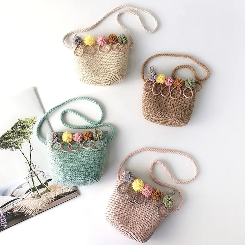 Летняя Детская сумка ручной работы соломенный мессенджер с цветами для девочек
