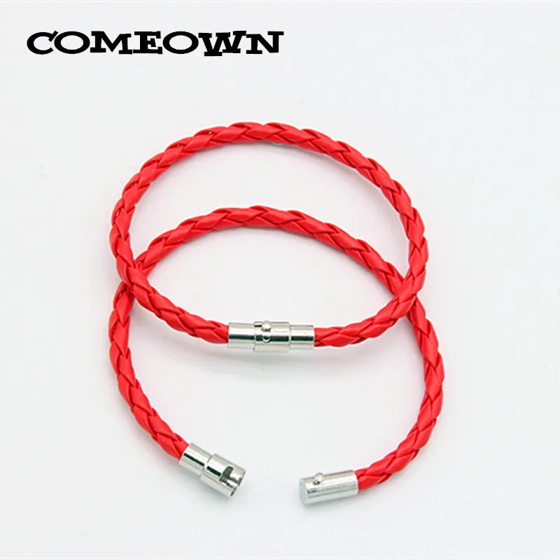 COMEOWN 10 шт 4 мм черный/красный ПУ плетеный кожаный шнур/ожерелье с магнитной