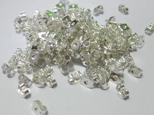 

100 Silver-plate Plated Ear Earwires Studs Back Stoppers