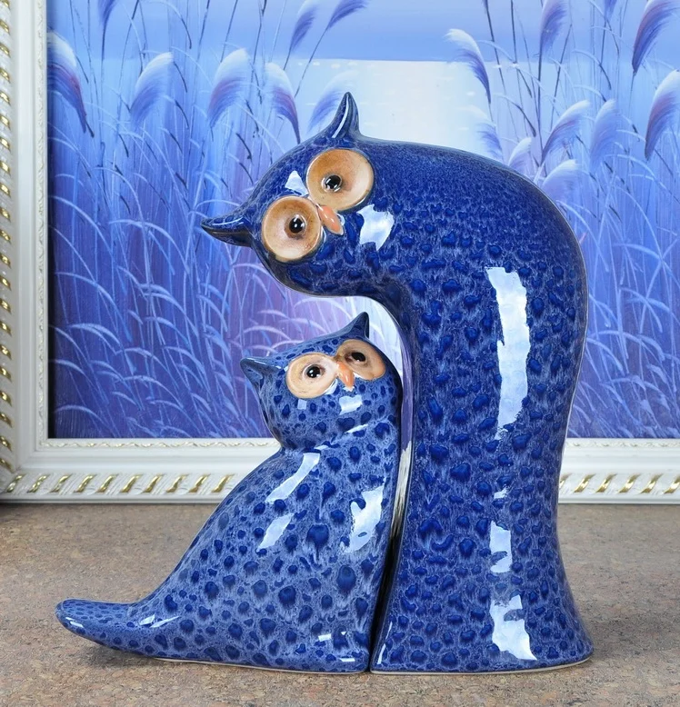 Абстрактные фарфоровые статуэтки для влюбленных Совы ручной работы